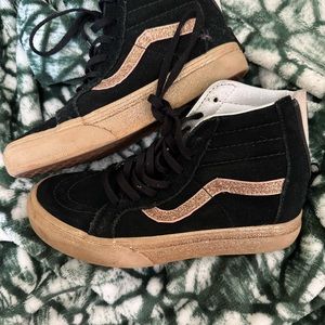 Kids High Top Vans Black Gold and Gold Glitter- Great Play Shoes!
